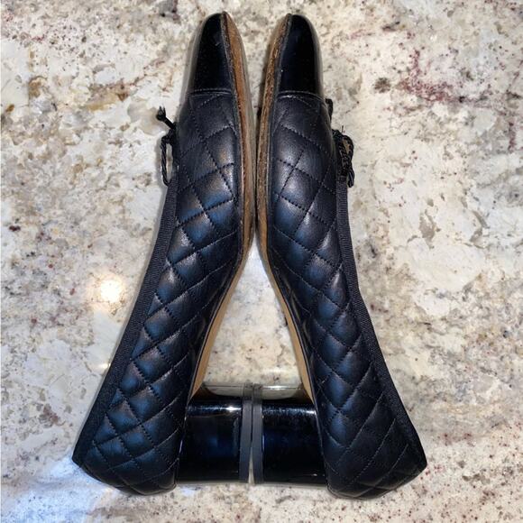 Paul Mayer $235 TITOU Cap Toe Block Heel Quilted Black Comfort Spectator 8.5 - Picture 6 of 13
